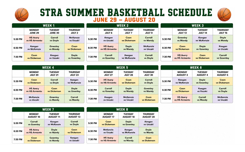 Summer Basketball Schedule